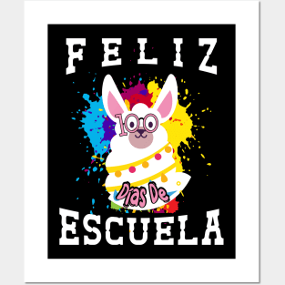 Llama Feliz 100 Dias De Escuela - 100 Days of School Spanish Posters and Art